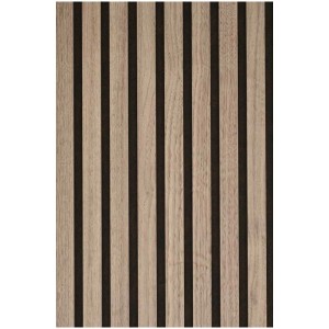 Denpanels Akustikpaneel Walnuss/Schwarz, MDF, 300x60cm, für Wand- und Deckenverkleidung.