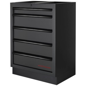 Armoire à outils noire Kraftwerk Mobilio avec 5 tiroirs pour atelier et garage.