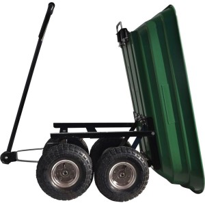 Carrello da giardino Güde GGW 250 con vasca verde ribaltabile, ideale per il giardinaggio.