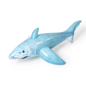 Bouée requin Bestway, 178 cm, jouet gonflable bleu avec poignées pour enfants.