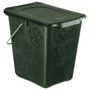 Rotho Komposteimer Greenline, 7 l, grün, mit Blätter-Muster und Deckel für Bioabfall.