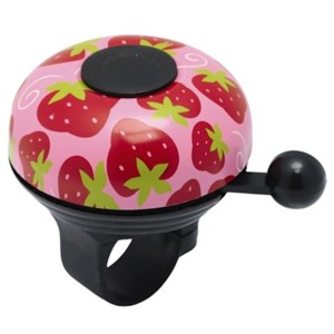 Campanello bici Urban rosa-rosso con fragole, Ø 5 cm.
