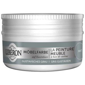 Barattolo di pittura per mobili a base di caseina Libéron, Grigio Gustaviano, per mobili in legno.