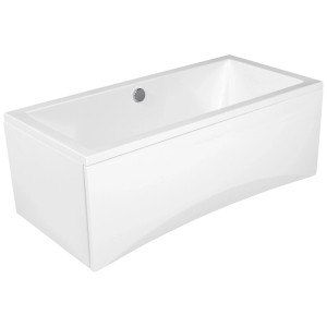 Vasca da bagno rettangolare Cersanit Intro in acrilico bianco, 160x75 cm. Forma classica con scarico centrale.