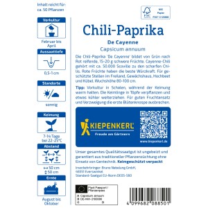 Sachet de graines de poivron de Cayenne Kiepenkerl avec illustration de piment.