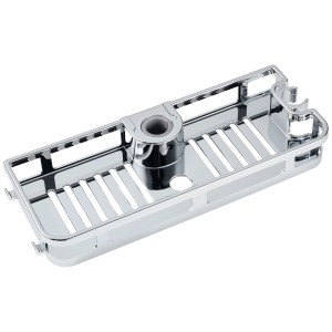 Étagère de douche rectangulaire Diaqua aspect chromé avec support pour pommeau de douche, 11,3 x 28,2 cm.