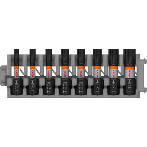 Bosch Set di inserti Torx Security Pro Impact, 8 pezzi, varie misure nel supporto.
