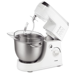 Robot da cucina Rotel, 350 W, bianco con ciotola in acciaio cromato e gancio per impastare.