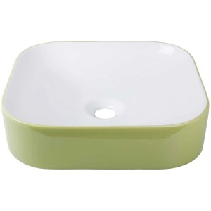 Lavabo d'appoggio Cuando, bianco/verde muschio, 45 cm. Lavabo moderno per il bagno.