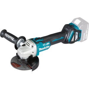 Meuleuse d'angle sans fil Makita DGA513Z (18V, nue) avec disque à meuler et poignée auxiliaire.