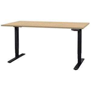 Contini Bürotisch höhenverstellbar Ahorn Natur Schwarz 60 - 125 x 160 x 80 cm