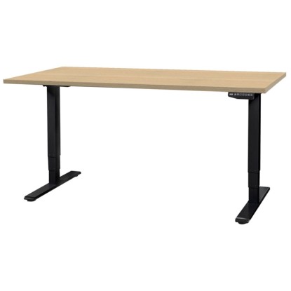 Contini Bürotisch höhenverstellbar Ahorn Natur Schwarz 60 - 125 x 160 x 80 cm