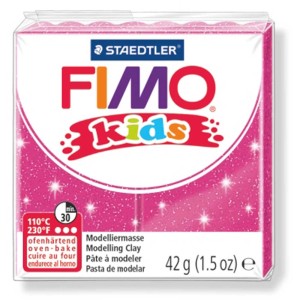 Fimo Kids Modelliermasse Glitter Pink, 42g Packung, ofenhärtend.