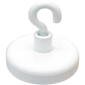Magnete da soffitto bianco con gancio, Ø 47 mm, per utensili domestici.