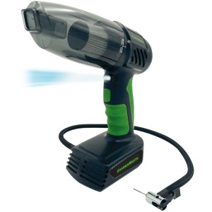 Akku-Staubsauger und Luftkompressor Air Storm 2in1 für Autopflege, kabellos und mit LED-Licht.