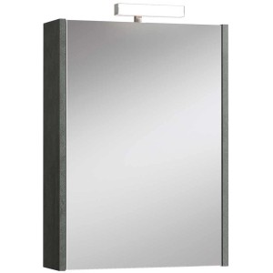 Armoire de toilette Noa aspect ciment, 70x55x15 cm, avec éclairage LED pour salle de bain.