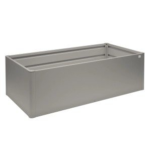 Jardinière surélevée Biohort Midi en métal gris quartz métallisé, rectangulaire, parois lisses, 61 cm.