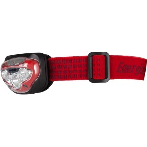 Lampe frontale Energizer Vision HD avec bandeau rouge, 80 lumens, piles incluses.