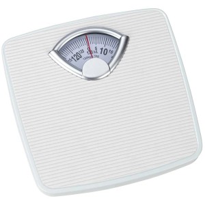 Wenko mechanische Personenwaage in Weiß mit gut lesbarer Anzeige bis 130 kg.