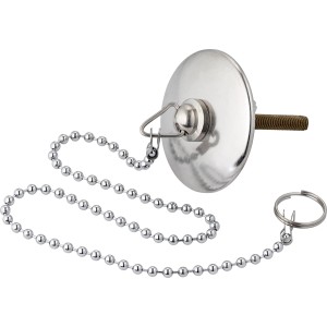 Copriforo cromato, 40 mm, con catena per lavabi e vasche da bagno.