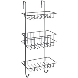 Étagère de douche Wenko Revigo noire avec 3 étagères à suspendre. Étagère de salle de bain pratique pour douche et baignoire.