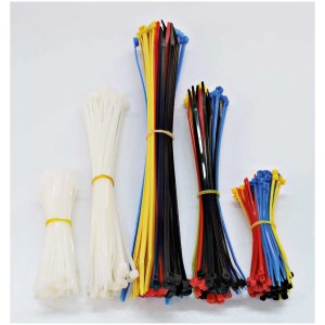 Lot de colliers de serrage Steffen, 350 pièces, couleurs et tailles variées.