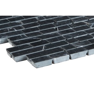 Mosaïque en marbre Euro Stone Nero Marquina, brique noire polie.