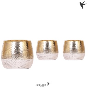 Pots de fleurs Kolibri Home Elite Gold, 3 tailles, céramique, pour orchidées et autres plantes.