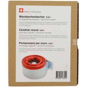 Portacenere da parete in alluminio anodizzato, 0,65 l, con supporto a muro per interni ed esterni.