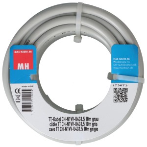 Cavo TT grigio CH-N1VV-U, 4 x 1,5 mm², rotolo da 10 m per installazione domestica.