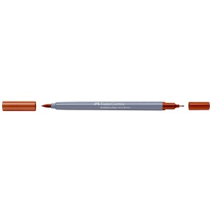 Feutre double Faber-Castell Goldfaber Aqua Ocre Brûlée, stylo avec pointe pinceau et feutre fin.