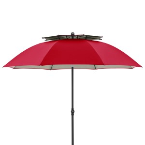 Parasol de plage rouge Doppler Windprofi Neo 200 avec évent et baleines en fibre de verre.