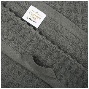 Gros plan : Set de serviettes Beliani Atai en coton gris, 11 pièces, avec étiquette.