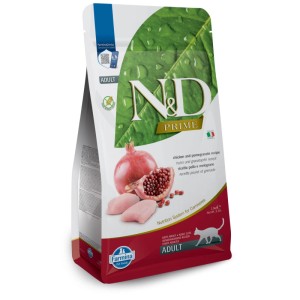 N&D Prime aliment sec pour chat adulte poulet et grenade, paquet de 1,5 kg.