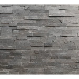Rivestimento in pietra Euro Stone ardesia nera, 60x15 cm, per pareti.