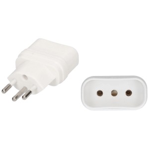 Adaptateur blanc Italie/Type 12, 3 broches pour prises suisses.