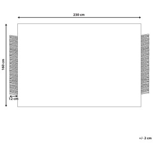 Schéma du tapis blanc Beliani Tacettin en laine (160x230 cm) avec franges.