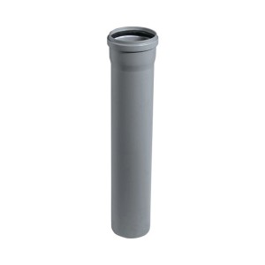 Tubo grigio Marley HTEM DN 75, lungo 1500 mm, con manicotto per acque reflue domestiche.