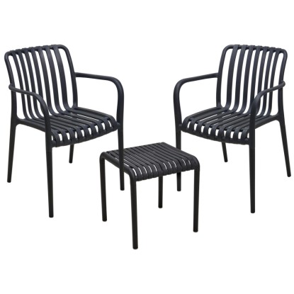 Gartenmöbel-Set Polypropylen Schwarz 3-tlg.