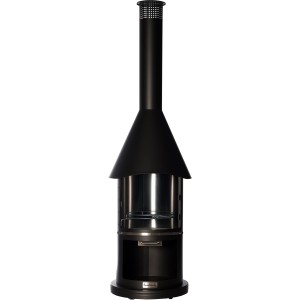 Buschbeck Auckland Noir Barbecue en acier inoxydable : Barbecue cheminée moderne avec foyer à double paroi et grille réglable en hauteur.