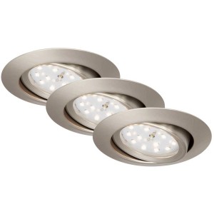 Lot de 3 spots encastrables LED Briloner nickel mat, orientables, 3W. Idéal pour les plafonds.