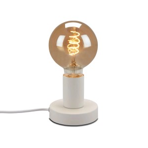 Lampada da tavolo bianca Brilo Teepu con attacco E27 e lampadina bianco caldo, Ø 10 cm.