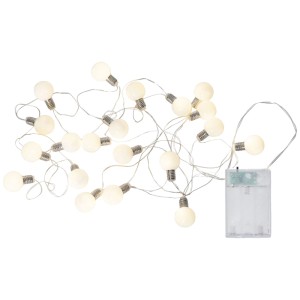 Guirlande lumineuse LED Mini Glow Star Trading argentée avec 20 LED blanc chaud et boîtier à piles.