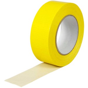 Ruban adhésif toilé jaune Geistlich, 50 m x 44 mm, sur rouleau. Ruban adhésif polyvalent pour intérieur et extérieur.