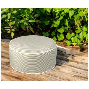 Pouf gonfiabile bianco naturale a righe per campeggio e giardino.