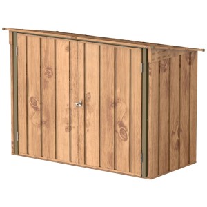 Garage per biciclette Duramax 2x1m effetto legno marrone: Rimessa resistente alle intemperie per bici e attrezzi da giardino.