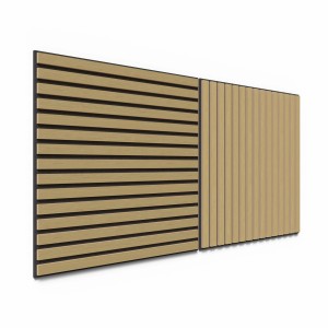 Pannelli acustici in rovere naturale, set da 2: Pannelli a parete con feltro acustico nero per una migliore acustica.