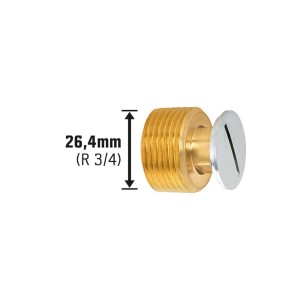 Tappo filettato, 26,4 mm (R 3/4), ottone cromato, per sigillare raccordi filettati.