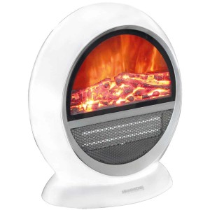 Cheminée électrique blanche Sonnenkönig Mala avec effet de flamme et fonction de chauffage.