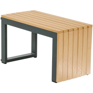 Greemotion Lana Lounge-Tisch, Teil des 3-tlg. Sets, mit Holzoptik und grauem Gestell.